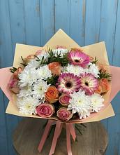 Букет цветов из:  Розы, Герберы и Хризантемы #REPLACE_PRED# Пиндушах