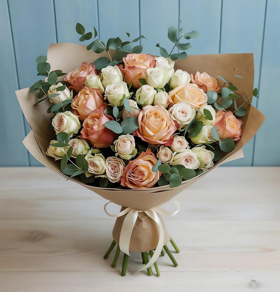 Букет цветов из: Альстромерии и Розы в Пиндушах