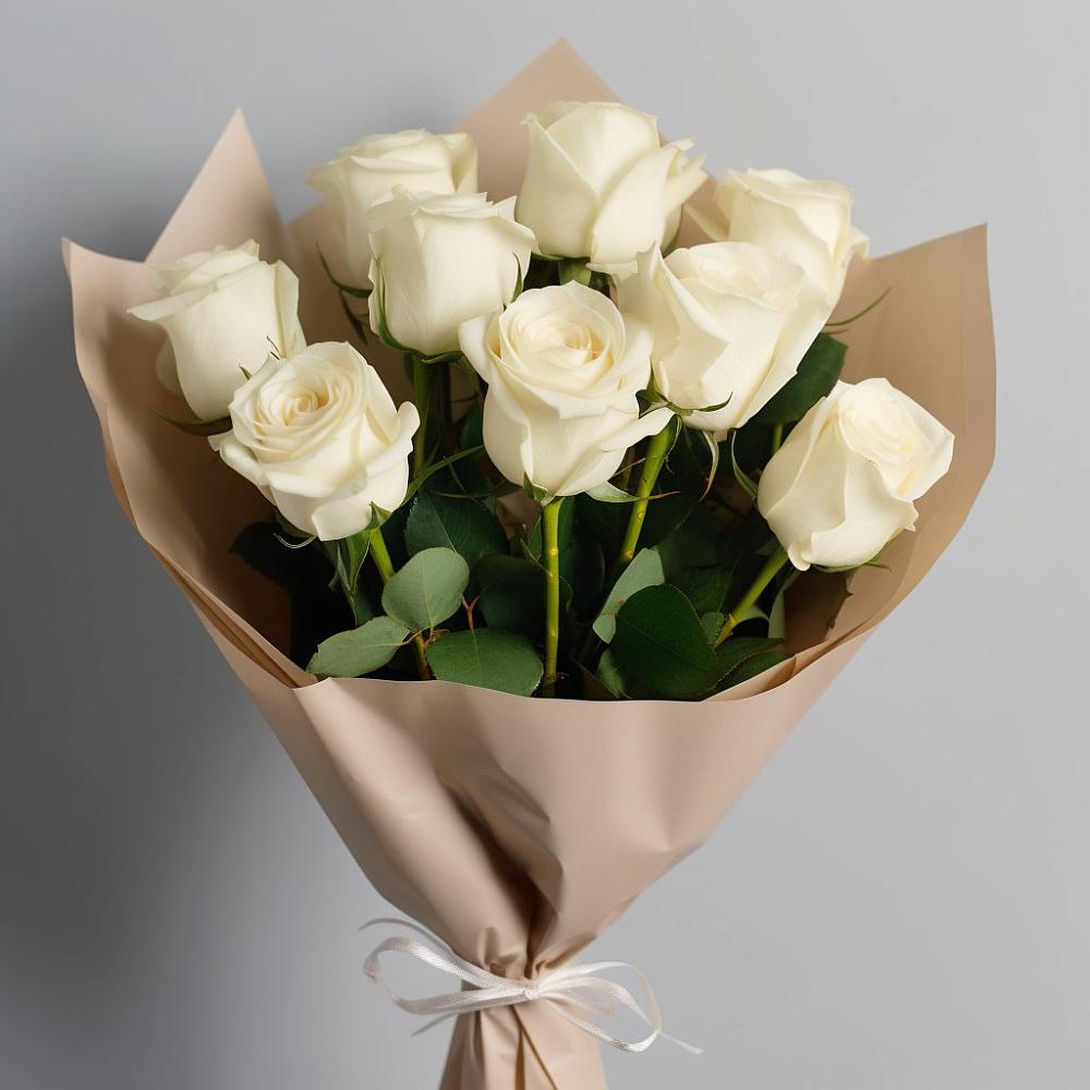 Букет 9 Белых роз Эдлесс Лав в Пиндушах