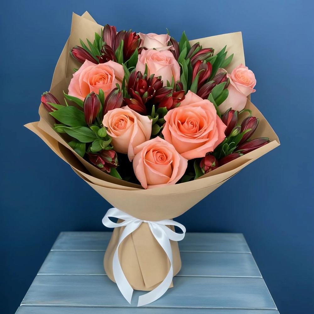 Букет цветов из: Розы и Альстромерии в Пиндушах