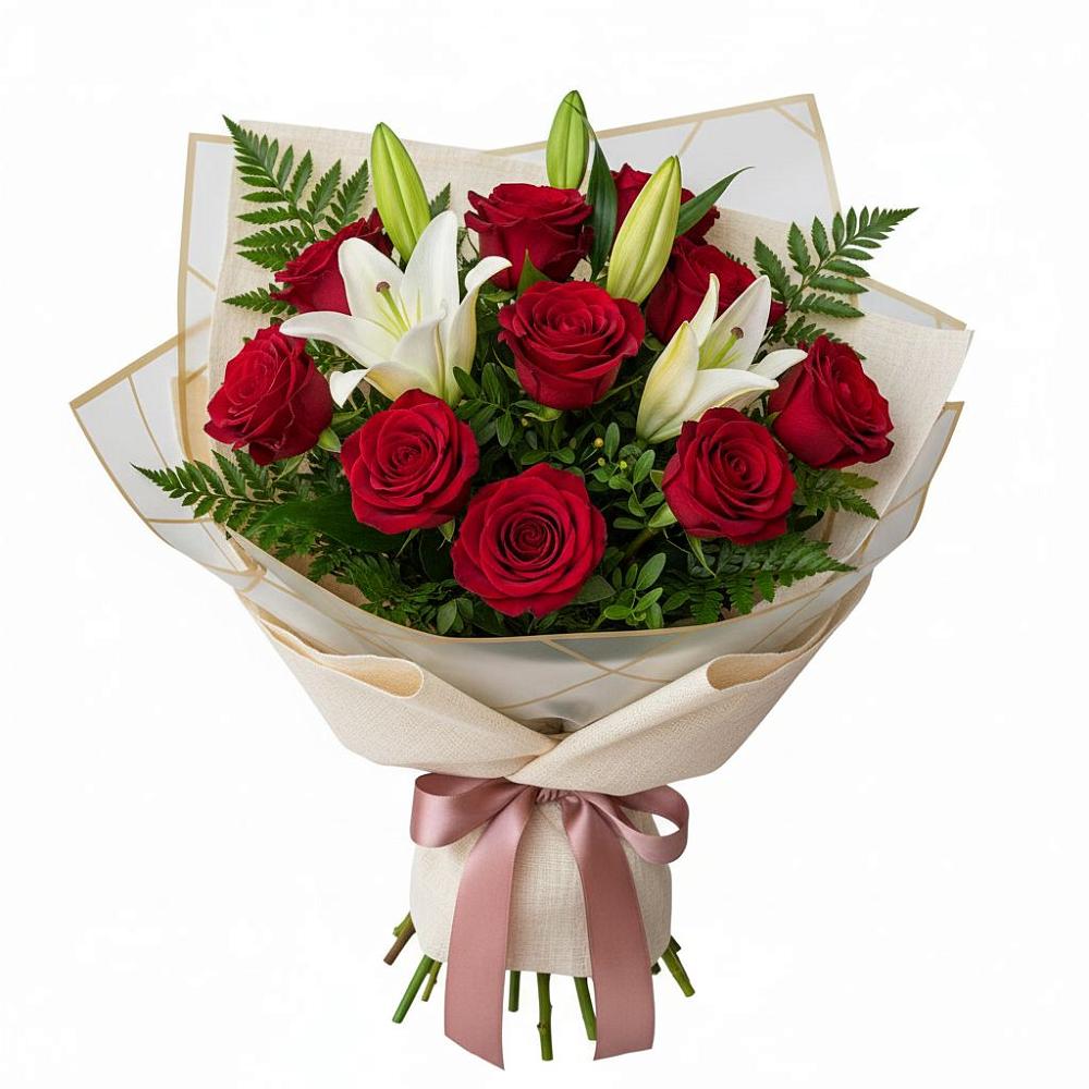 Букет цветов из: Лилии и Розы в Пиндушах