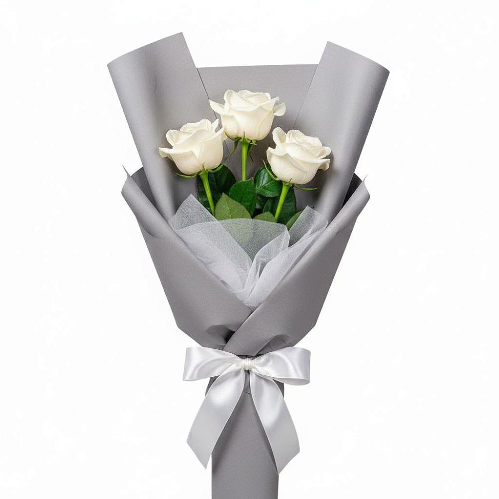Букет 3 белые розы в Пиндушах