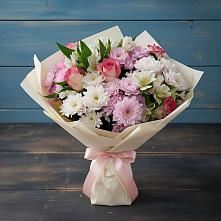Букет цветов из:  Хризантемы, Альстромерии и Розы в Пиндушах