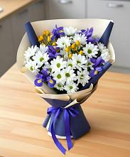 Букет цветов из:  Розы, Ирисы и Хризантемы в Пиндушах