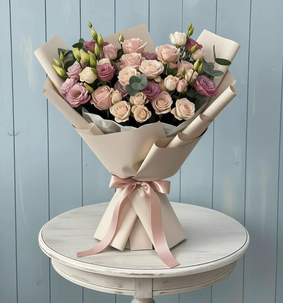 Букет цветов из: Розы и Лизиантусы в Пиндушах