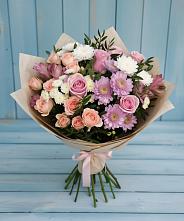 Букет цветов из:  Хризантемы, Розы и Альстромерии в Пиндушах