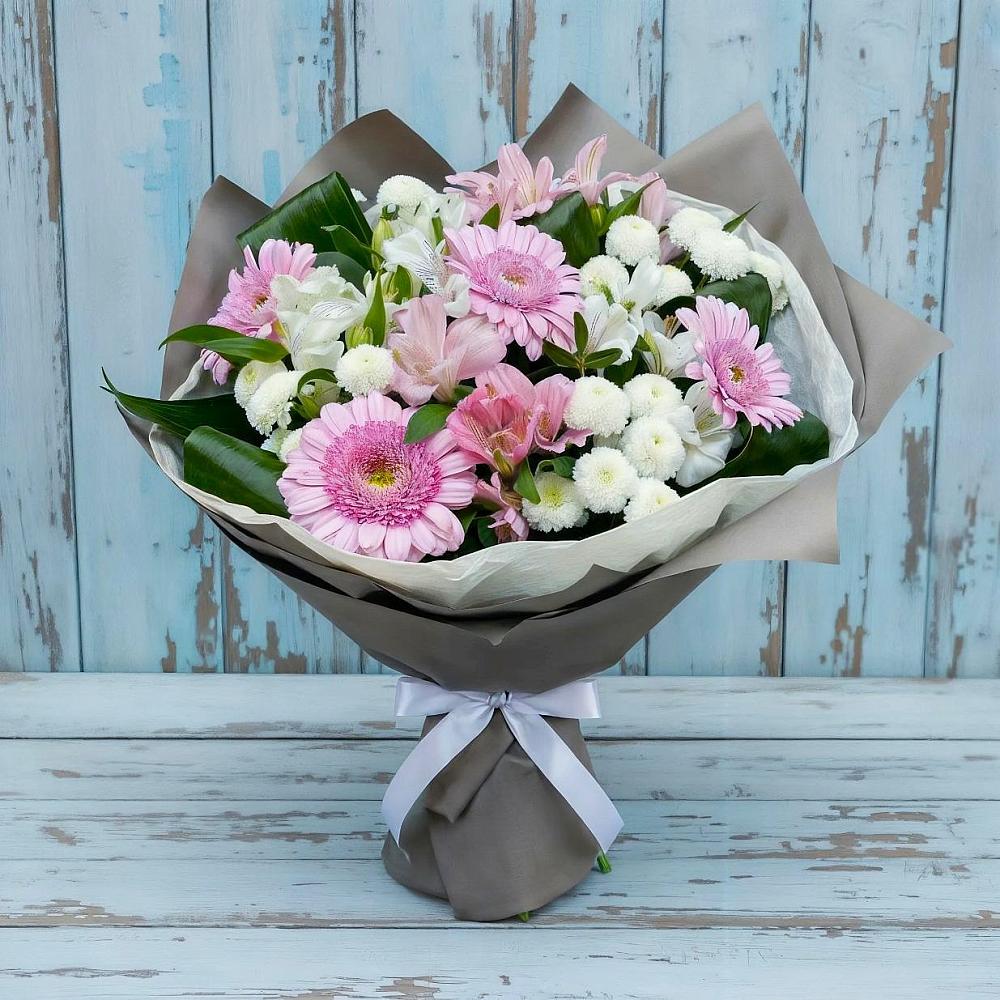 Букет цветов из: Герберы, Альстромерии и Хризантемы в Пиндушах