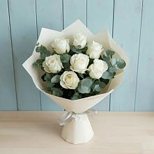 Букет Белые розы в Эвкалипте #REPLACE_PRED# Пиндушах