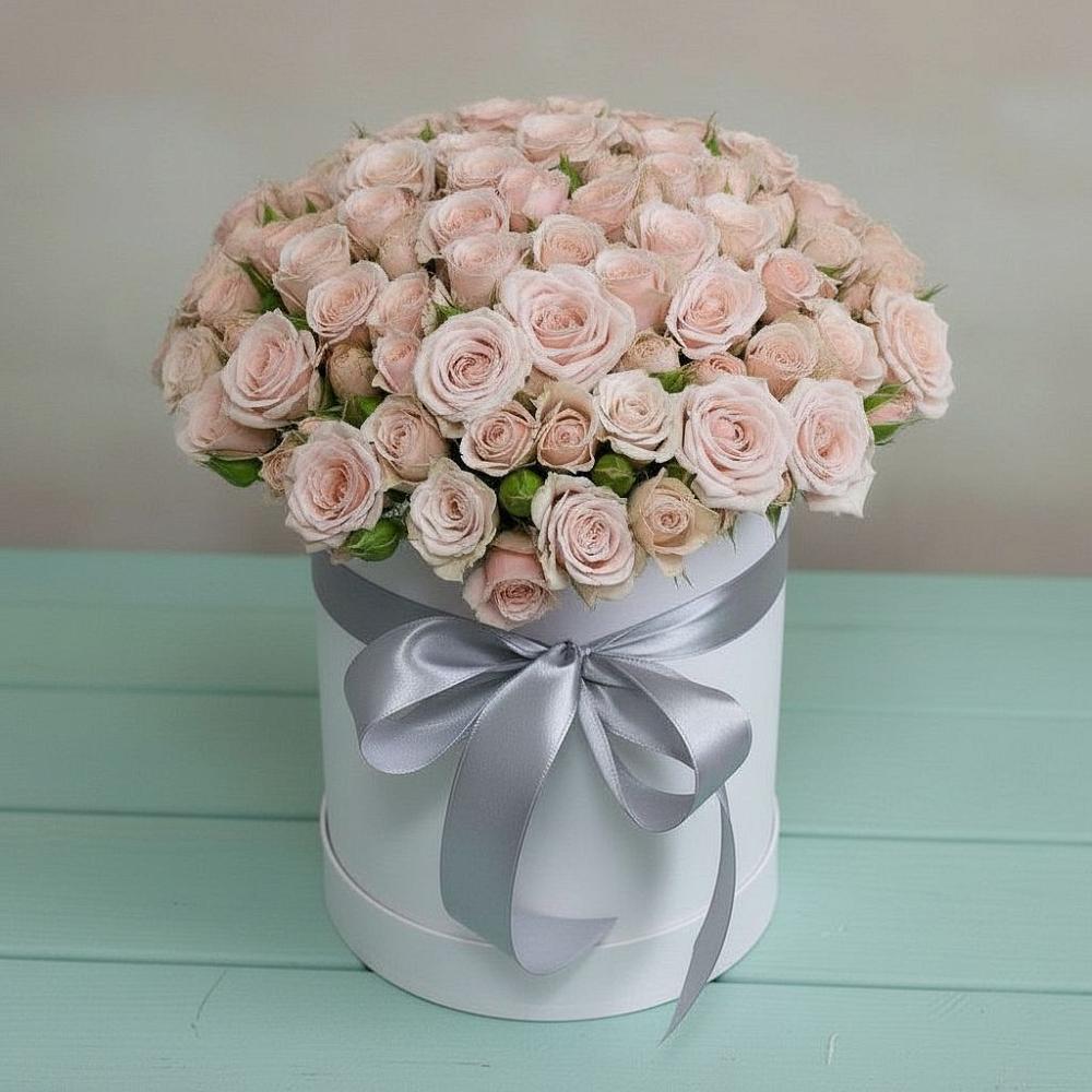 Цветочная композиция из Розы в шляпной коробке в Пиндушах